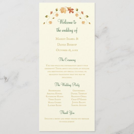 Programma Elegant Autumn Leaves Programmakaart (Voorkant)