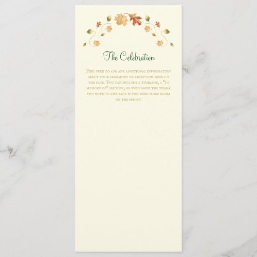 Programma Elegant Autumn Leaves Programmakaart (Achterkant)