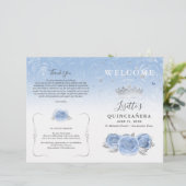 Programma Elegant Baby Blue en Silver Quinceanera (Staand voorkant)