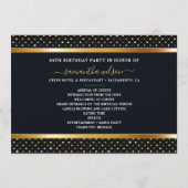 Programma Elegant Black and Gold Birthday Programmakaart (Achterkant)