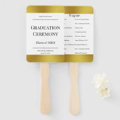 Programma Elegant Black White en Gold Afstuderen Handwaaier (Voorkant en achterkant)