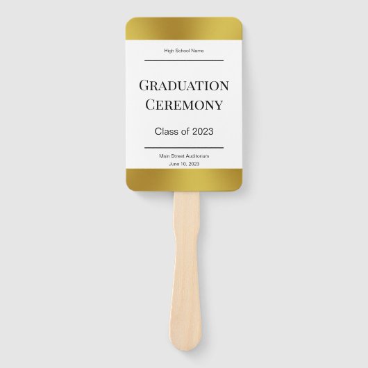 Programma Elegant Black White en Gold Afstuderen Handwaaier (Voorkant)