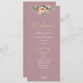 Programma - Elegant bloemroze, Bruiloft Programmakaart (Voorkant / Achterkant)