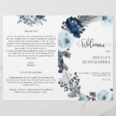 Programma Elegant Blue Quinceañera Floral (Voorkant)