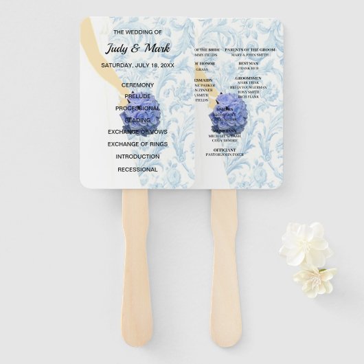 Programma Elegant Blue Wedding Gown Handwaaier (Voorkant en achterkant)