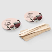 Programma Elegant Bourgogne en roze bloemen Handwaaier (Niet-gemonteerd)