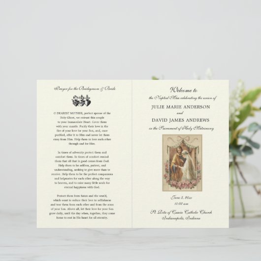 Programma Elegant Floral katholieke bruiloft (Staand voorkant)