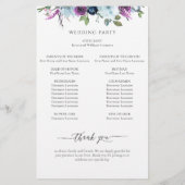 Programma Elegant Floral Paars en Blue Wedding (Achterkant)