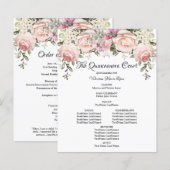 Programma Elegant Pink Floral Quinceanera (Voorkant / Achterkant)