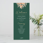 Programma - Elegante bloemen donkergroen, bruiloft Programmakaart (Staand voorkant)