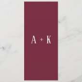 Programma - Elegante bordeaux, bruiloft Programmakaart (Achterkant)