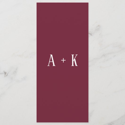 Programma - Elegante bordeaux, bruiloft Programmakaart (Achterkant)