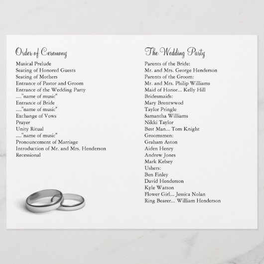 Programma Eternity Wedding (Achterkant)
