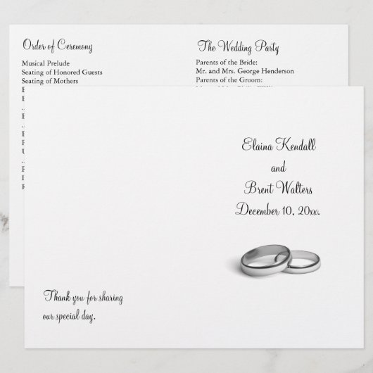 Programma Eternity Wedding (Voorkant / Achterkant)