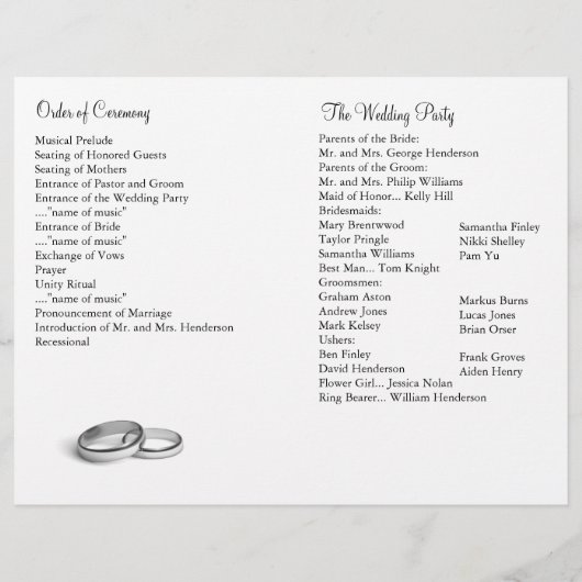 Programma Eternity Wedding (Achterkant)