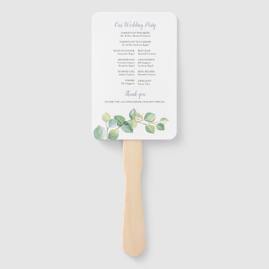 Programma Eucalyptus Weddenschap Handwaaier (Achterkant)