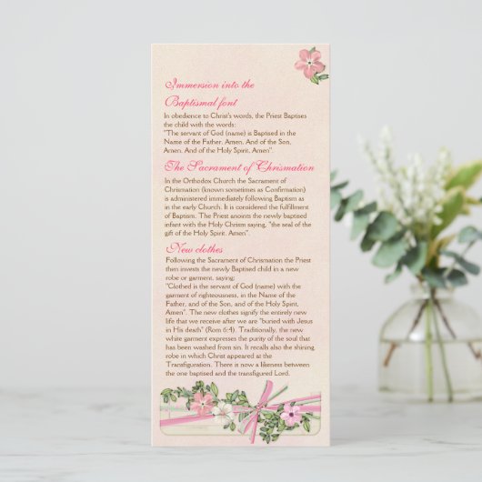 Programma Floral Baptismal 4/5 Programmakaart (Staand voorkant)