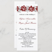 programma floral red Wedding Programmakaart (Voorkant / Achterkant)