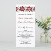 programma floral red Wedding Programmakaart (Staand voorkant)
