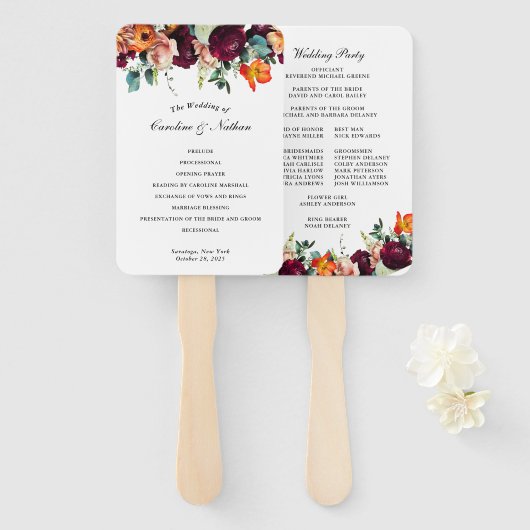 programma Floral Wedding Herfst, vers Handwaaier (Voorkant en achterkant)