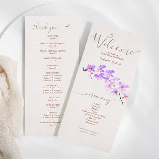 Programma Floral Wedding Waterverf Terracotta Programmakaart