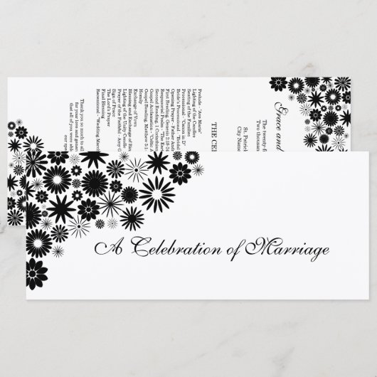  programma Florals Black Wedding Programmakaart (Voorkant / Achterkant)