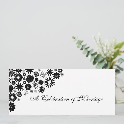  programma Florals Black Wedding Programmakaart (Staand voorkant)