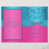 Programma Fuchsia en Turquoise Floral Quinceanera (Voorkant)