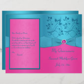 Programma Fuchsia en Turquoise Floral Quinceanera (Voorkant / Achterkant)