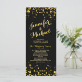 programma | Gouden Confetti en zwart Programmakaart (Staand voorkant)