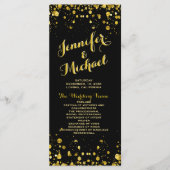 programma | Gouden Confetti en zwart Programmakaart (Voorkant)