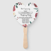 Programma Hand Fan Bruiloft Rood Bloemen Blad Handwaaier (Achterkant)