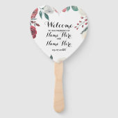 Programma Hand Fan Bruiloft Rood Bloemen Blad Handwaaier (Voorkant)