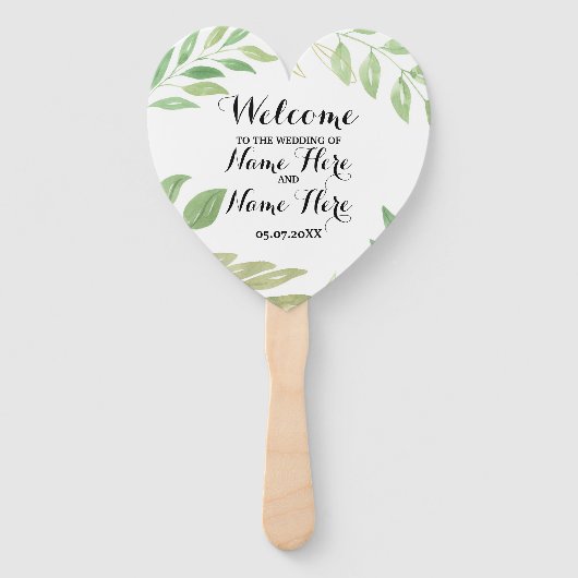 Programma Hand Fan Groen gebladerte verlaat bruilo Handwaaier (Voorkant)
