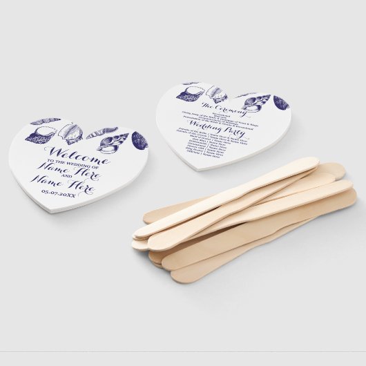 Programma Hand Fan Shells Strand Bruiloft Zee Handwaaier (Niet-gemonteerd)