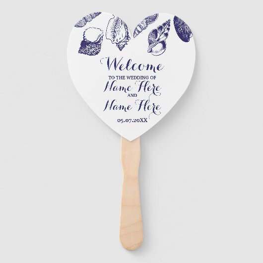 Programma Hand Fan Shells Strand Bruiloft Zee Handwaaier (Voorkant)