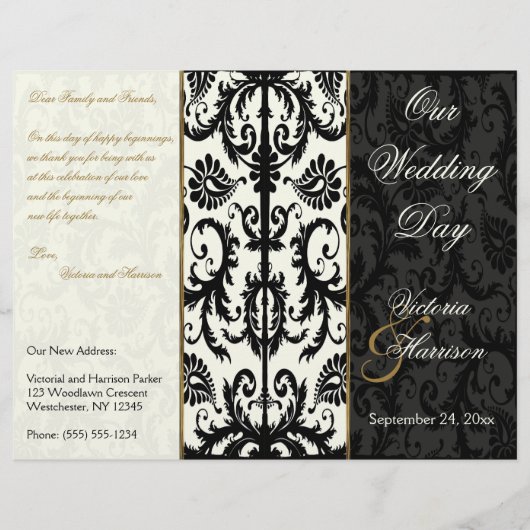 Programma Ivory, Gold en Black Damask Wedding (Voorkant)
