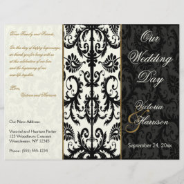 Programma Ivory, Gold en Black Damask Wedding