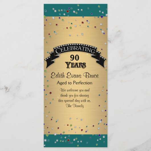 Programma Jewel Confetti Verjaardagsfeest Programmakaart (Voorkant)