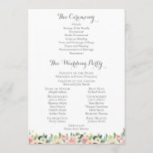 Programma-kaarten voor roze en witte bruiloft programmakaart (Achterkant)