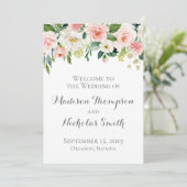 Programma-kaarten voor roze en witte bruiloft programmakaart (Staand voorkant)