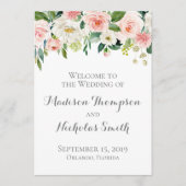 Programma-kaarten voor roze en witte bruiloft programmakaart (Voorkant)