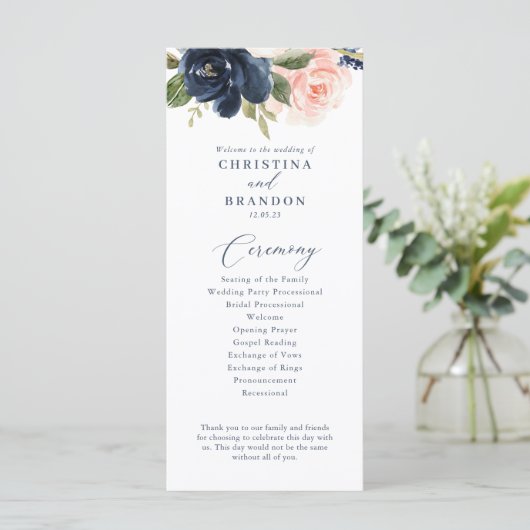 Programma marineslag en bruinroze bruiloft (Staand voorkant)