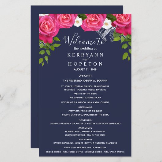 Programma Midnight Blue en Pink Rose (Voorkant / Achterkant)