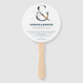 Programma Navy and Gold Ampersand Wedding Handwaaier (Voorkant)