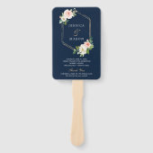 Programma Navy Blue Gold Blush Wedding Fan Handwaaier (Voorkant)