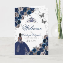 Programma Navy Blue Silver Butterfly Quinceanera