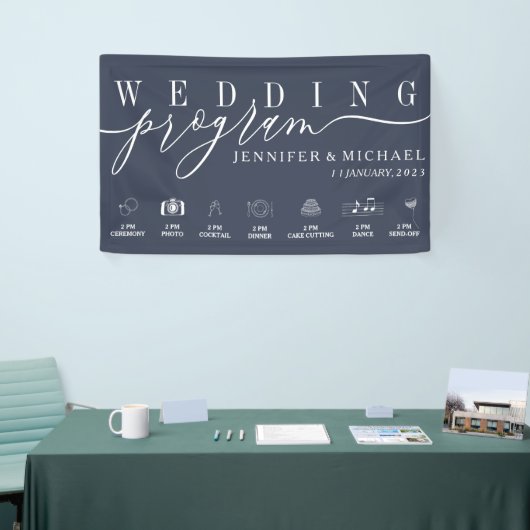 Programma Navy Blue Wedding Party Spandoek (Beurs)
