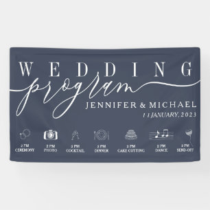 Programma Navy Blue Wedding Party Spandoek