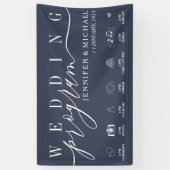 Programma Navy Blue Wedding Party Spandoek (Verticaal)